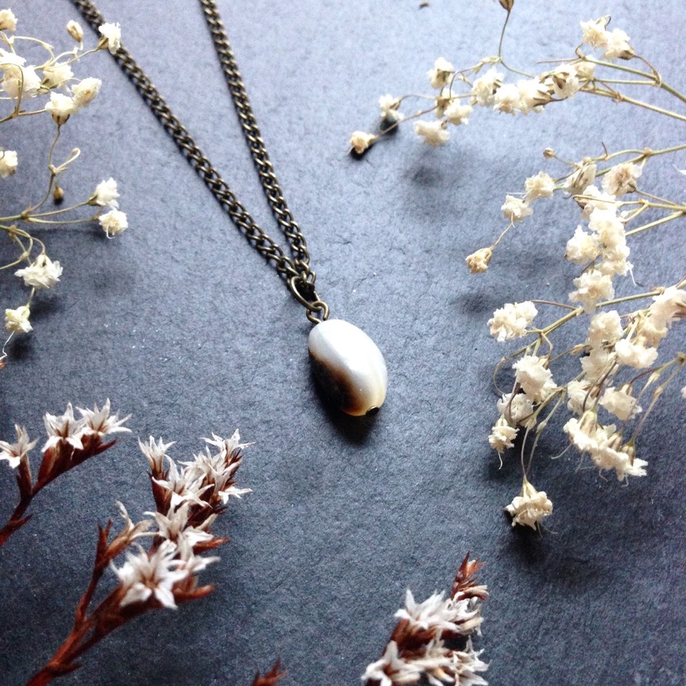 Tumbled Stone/Shell Pendant Necklace